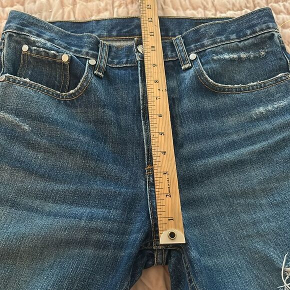 rag & bone Distressed Straight Leg Jeans - Dark Blue 26 - Picture 6 of 9